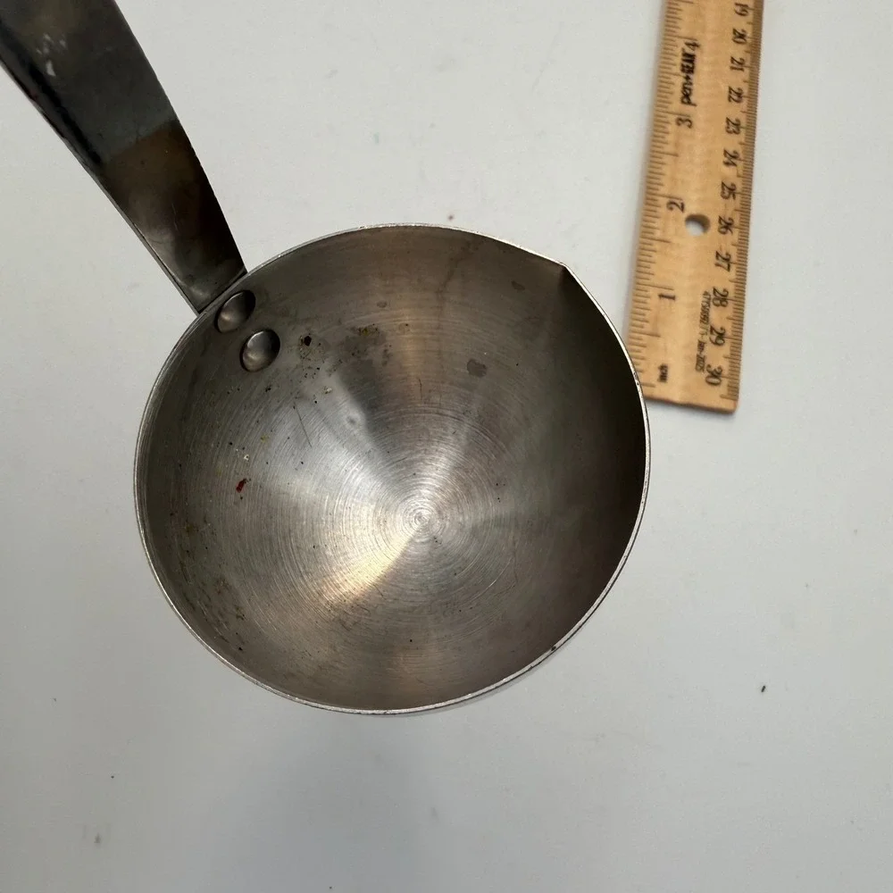 Vintage Ekco Flint Stainless Steel Gravy Ladle Floral Handle Pour Spout USA Made